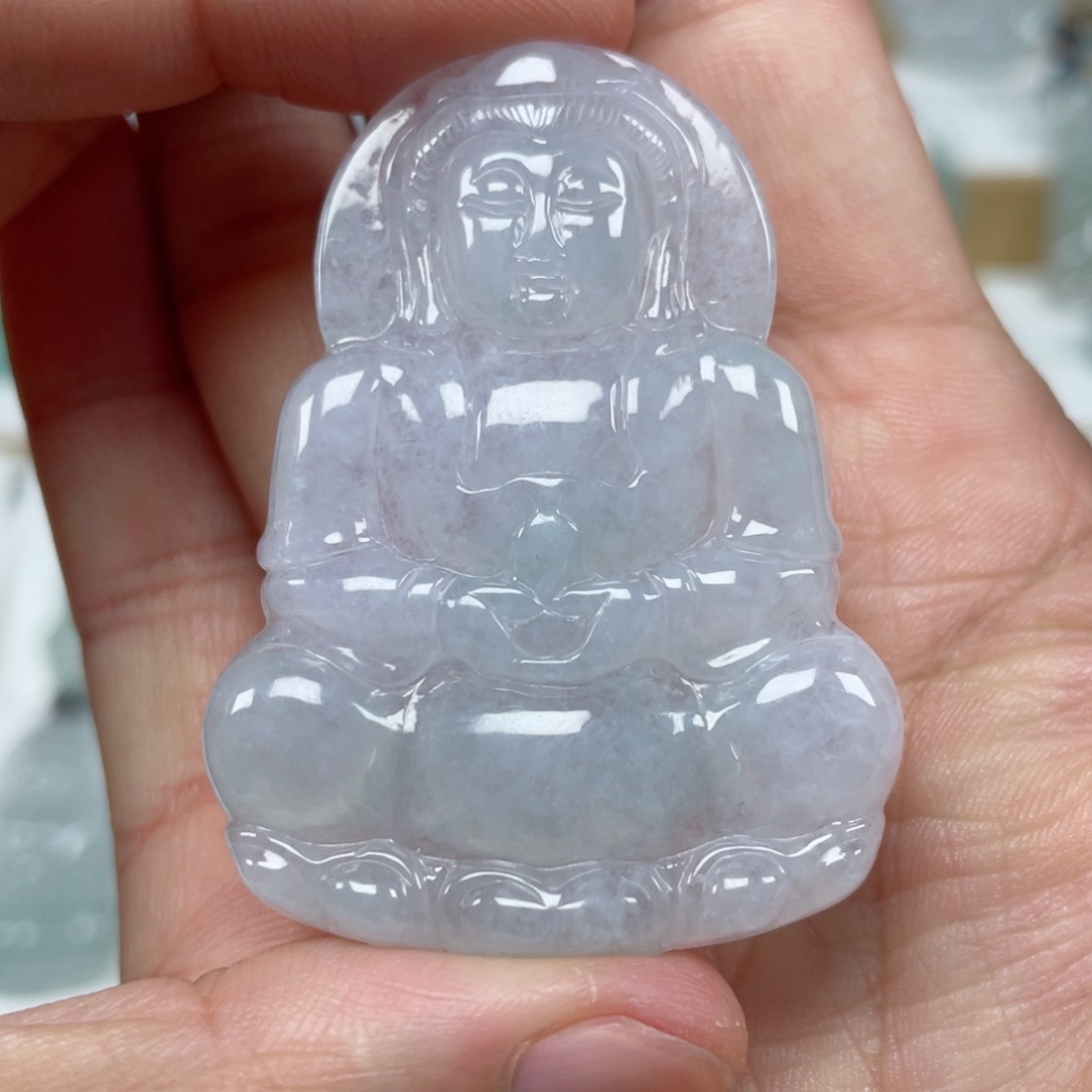 翡翠颈饰未镶嵌天然翡翠A货观音37号