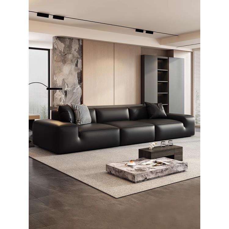 意式极简大黑牛沙发真皮沙发真皮头层牛皮沙发皮沙发中大小户型