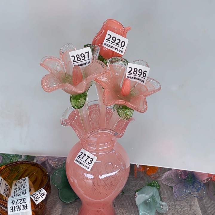 琉璃三支花带2773花瓶 花瓶家悦美居