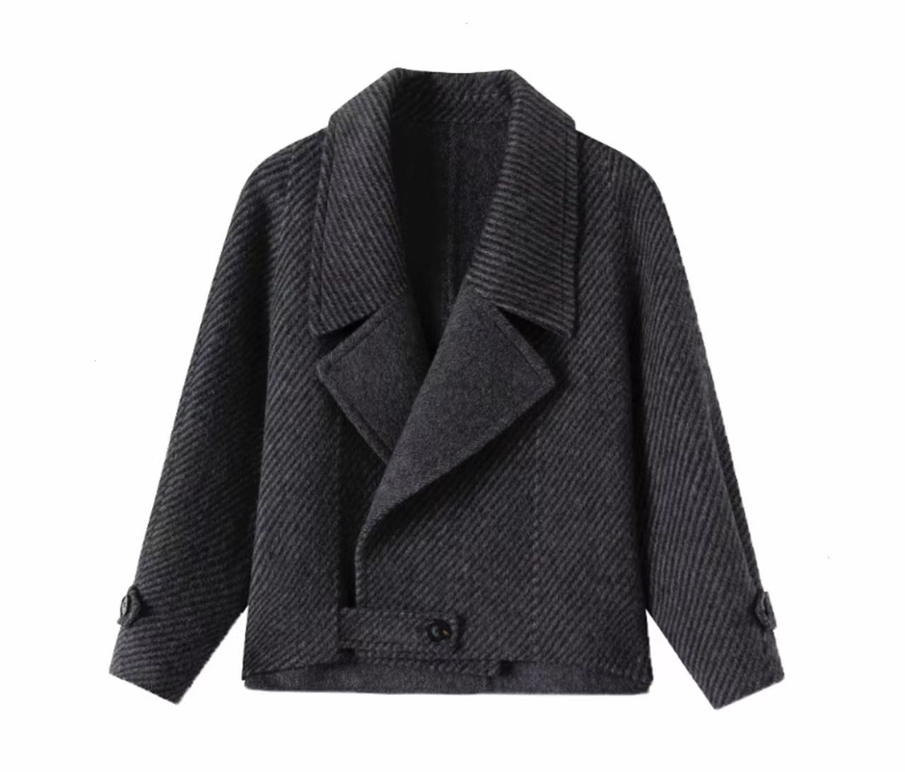 【羊毛清货浮力！】25年新款人字纹斜面羊毛大衣韩版宽松羊毛外套