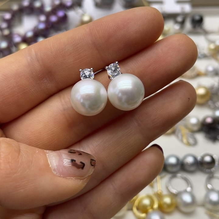 淡水珍珠耳饰银S925镶嵌