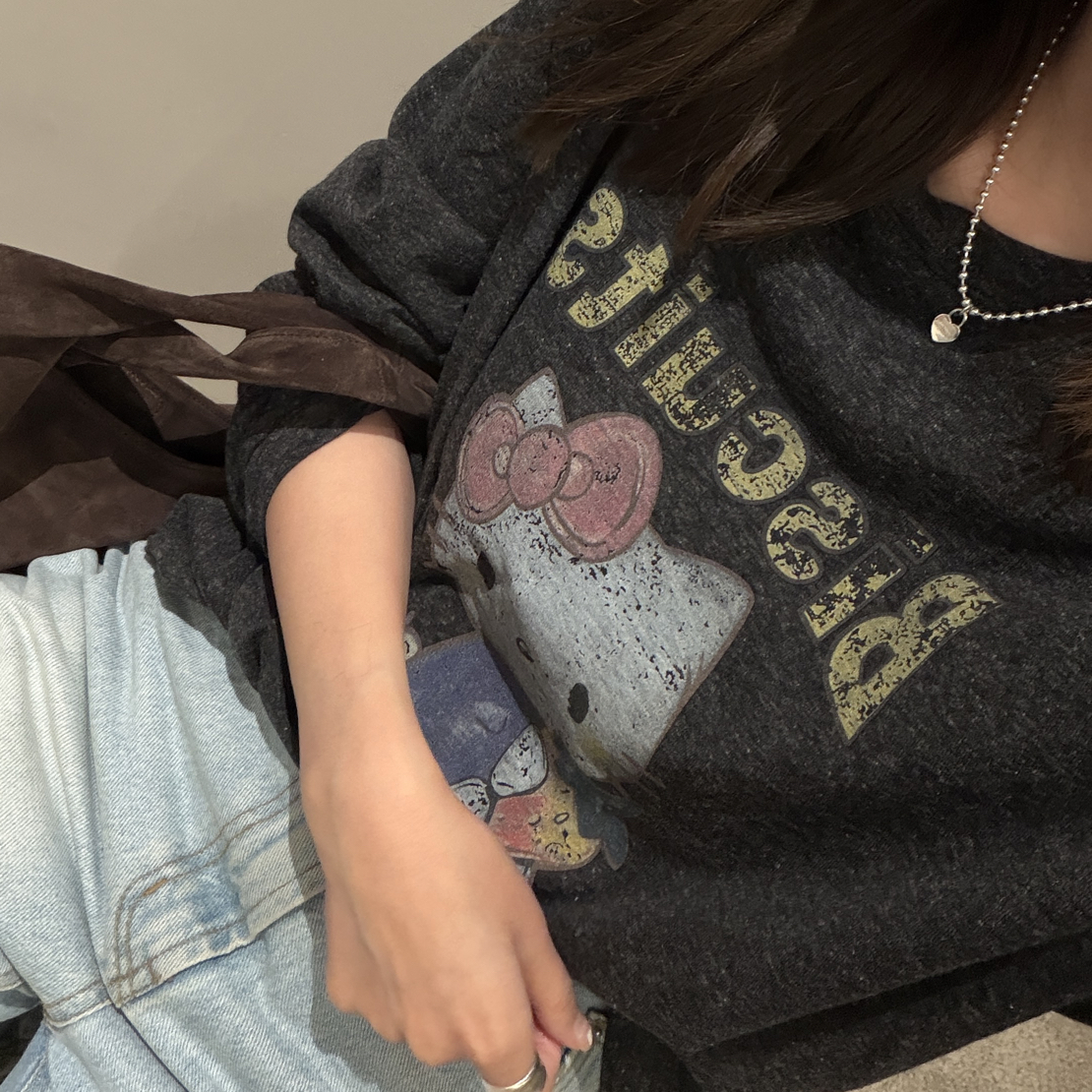 圆领卡通长袖T hellokitty