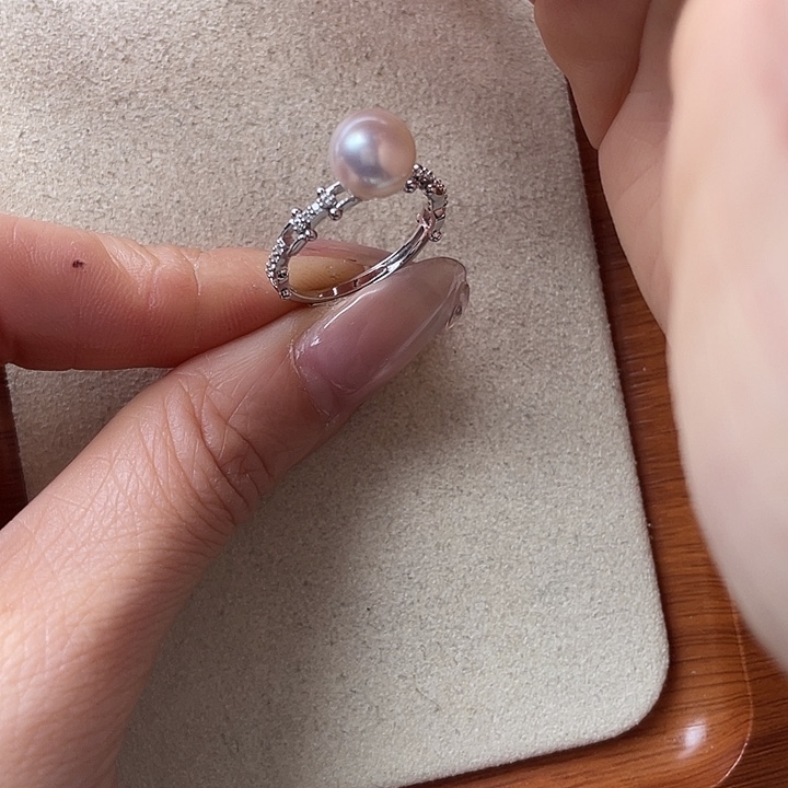 戒指银S925镶嵌海水珍珠