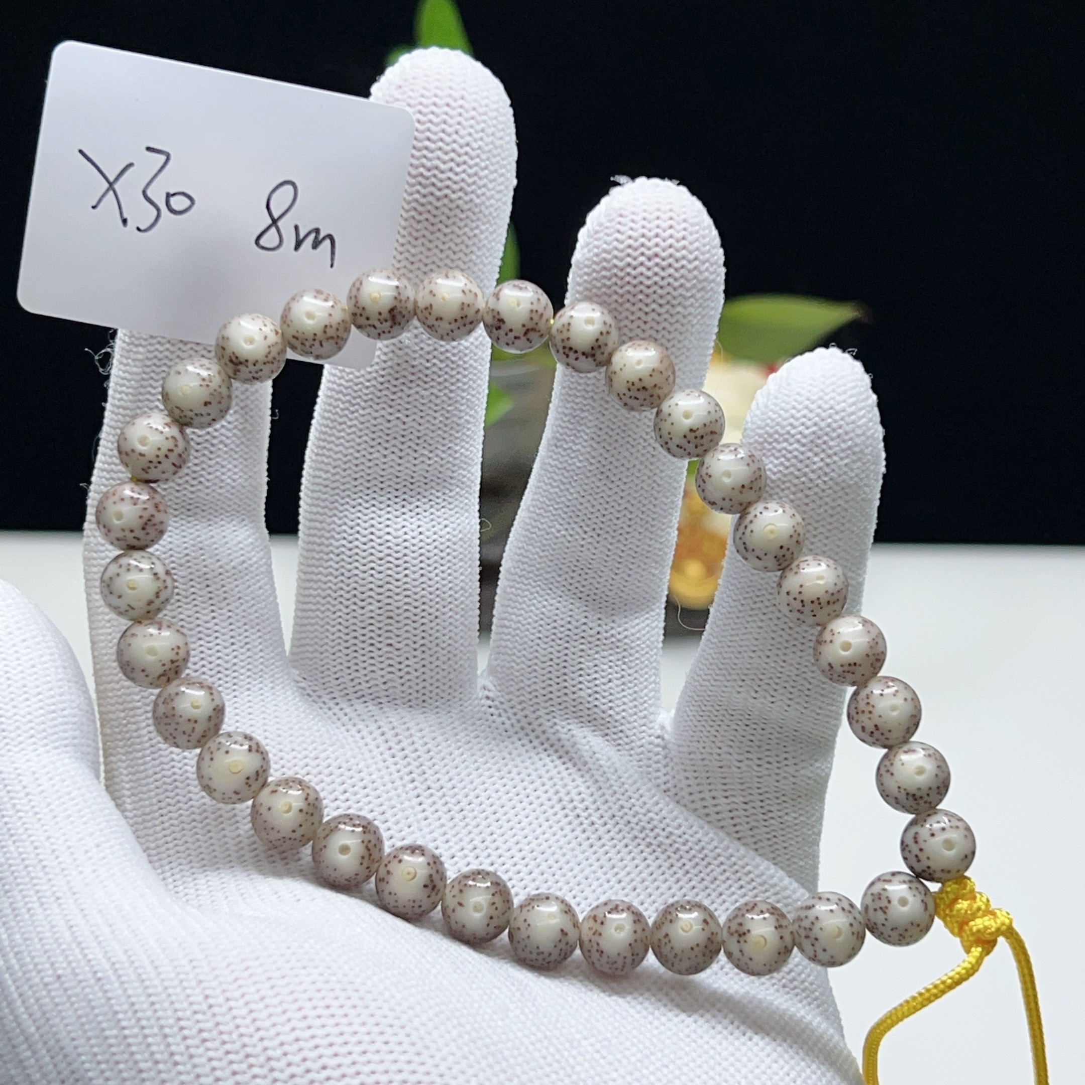 X30糯冰奶奶灰8mm圆珠32手持正月大留白一物一图星月菩提手串