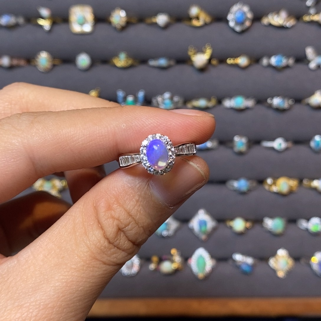 欧泊珠宝奇石银S925镶嵌戒指