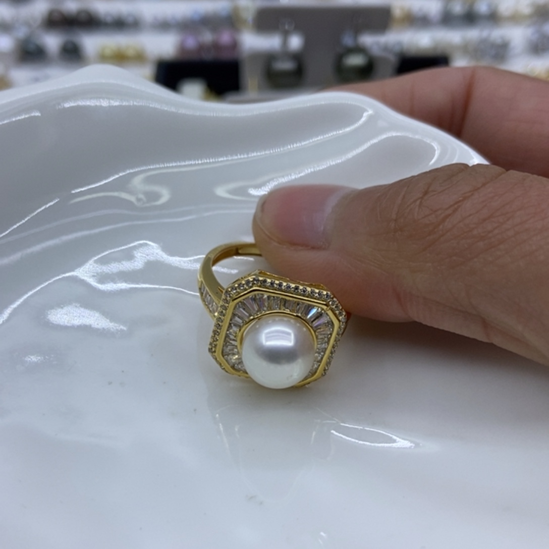 海水珍珠戒指银S925镶嵌