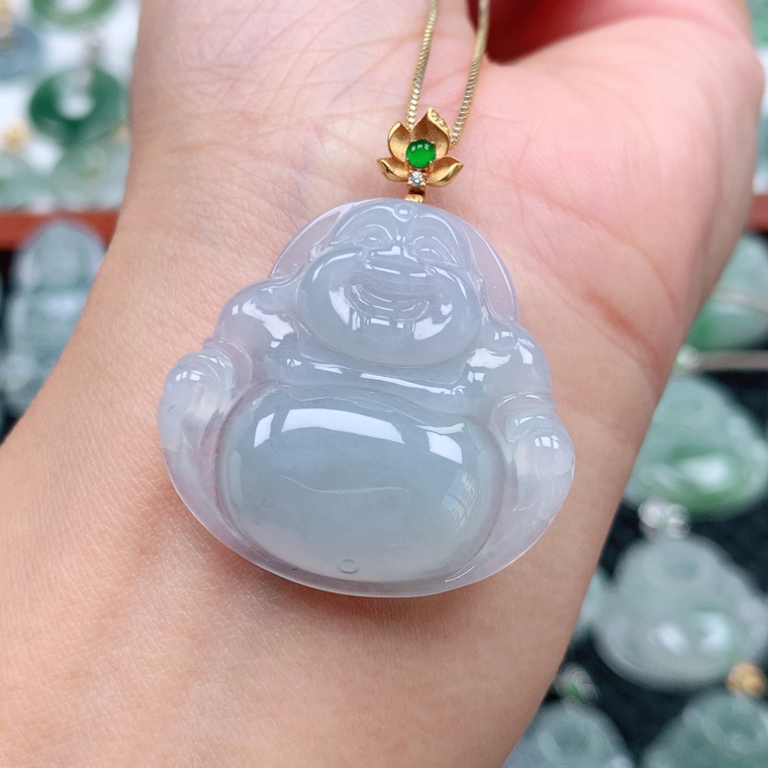 翡翠吊坠(不含链)18K金镶嵌