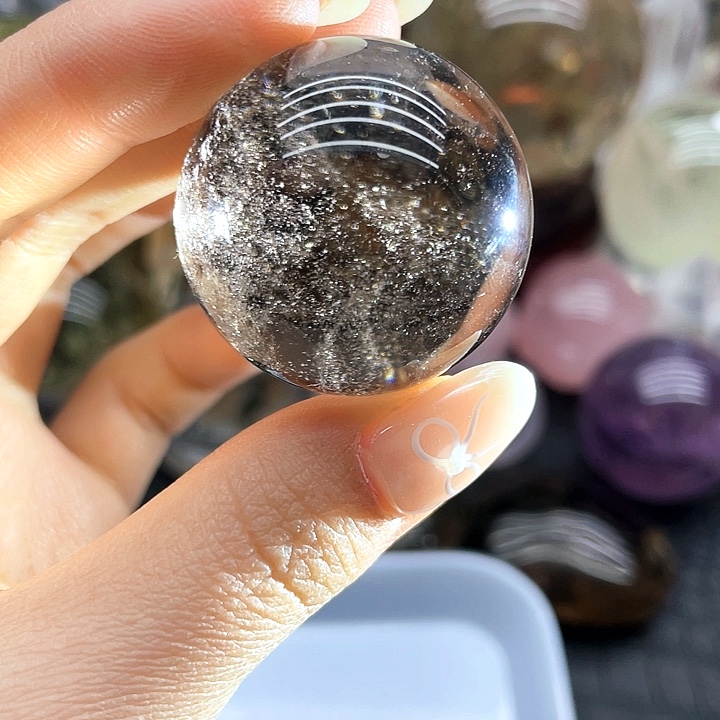 珠宝半成品未镶嵌水晶43茶晶球3.4cm