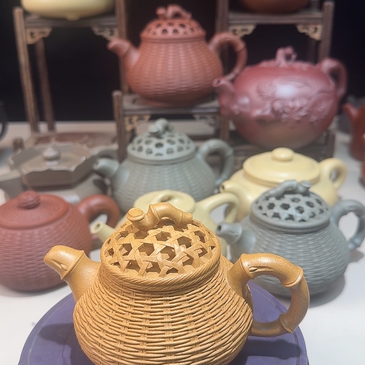 紫砂茶壶原矿黄金段竹编潘壶