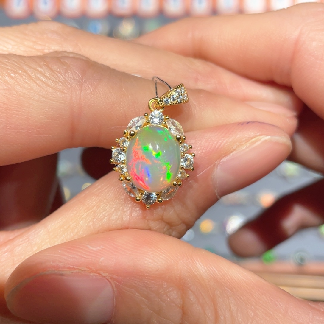 欧泊吊坠款式银S925镶嵌