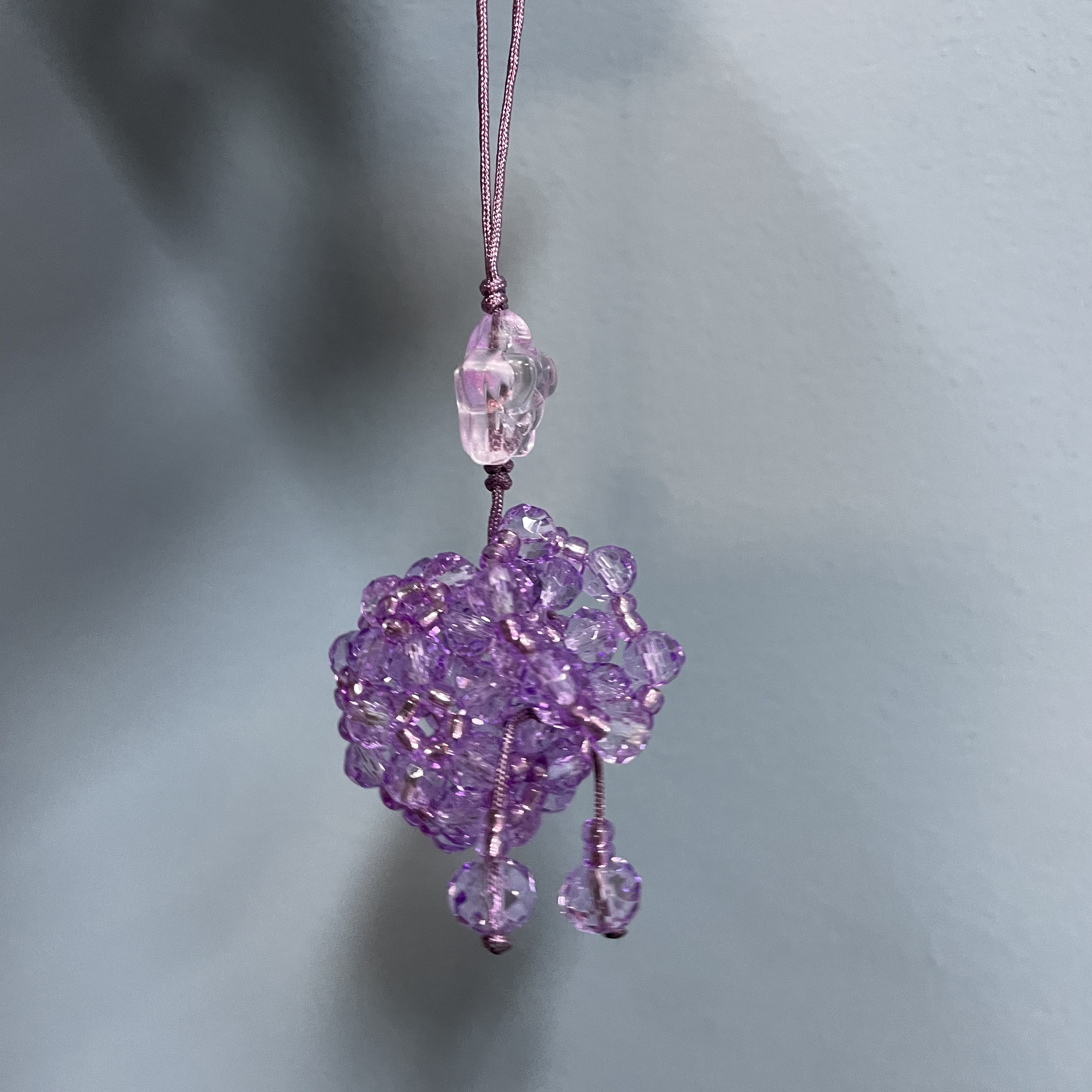 编织紫色钱袋子手机坠E956