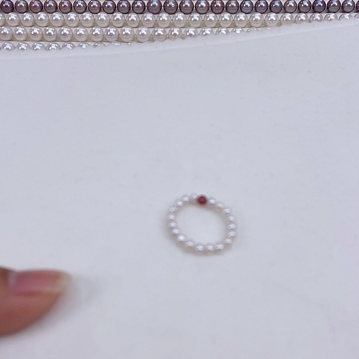 淡水珍珠颈饰银S925镶嵌戒指弹力绳秒