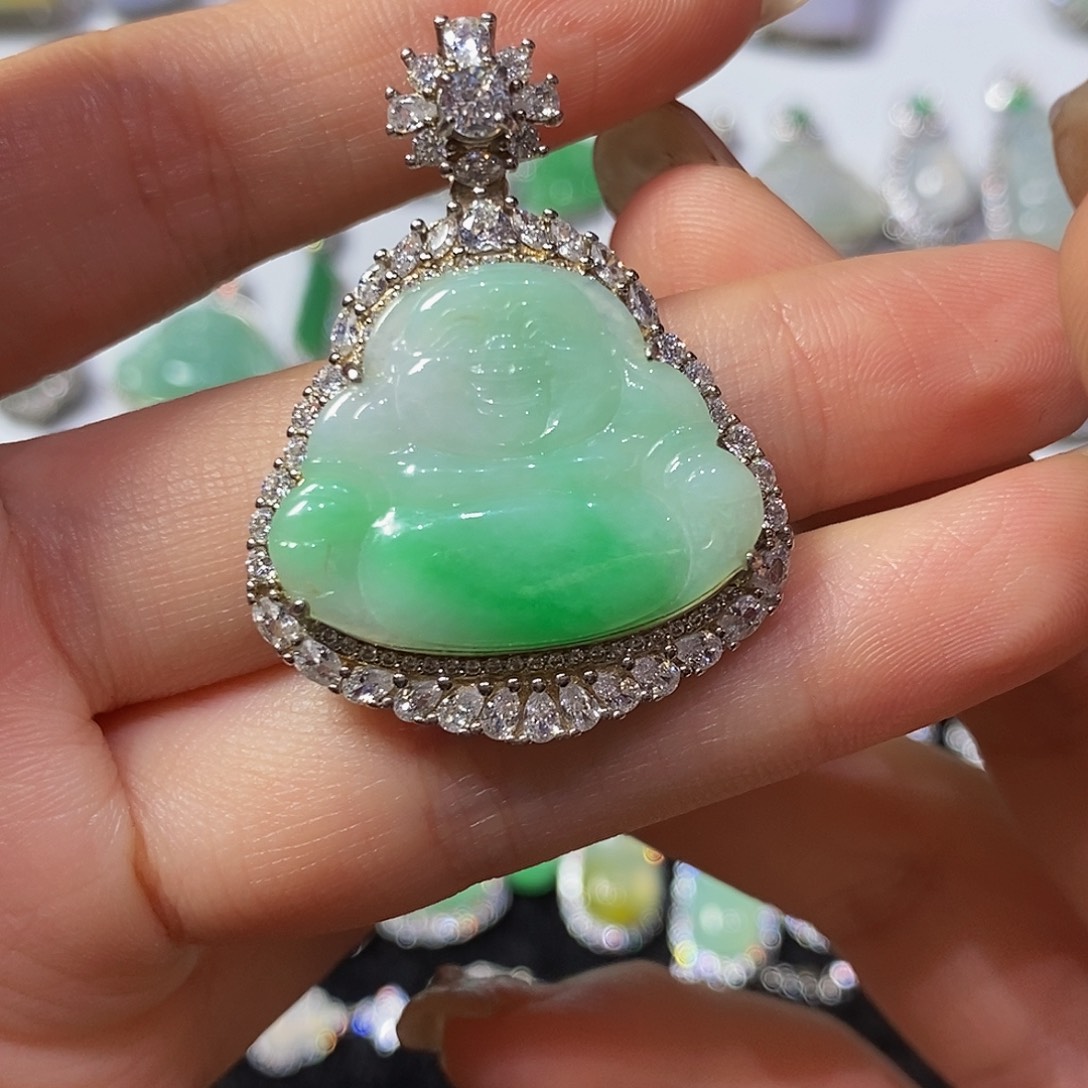 甜***-颈饰银S925镶嵌翡翠天然翡翠