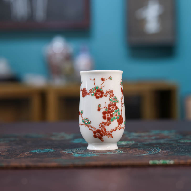 【阿茶】红绿彩梅花闻香杯（HLC-B-034）