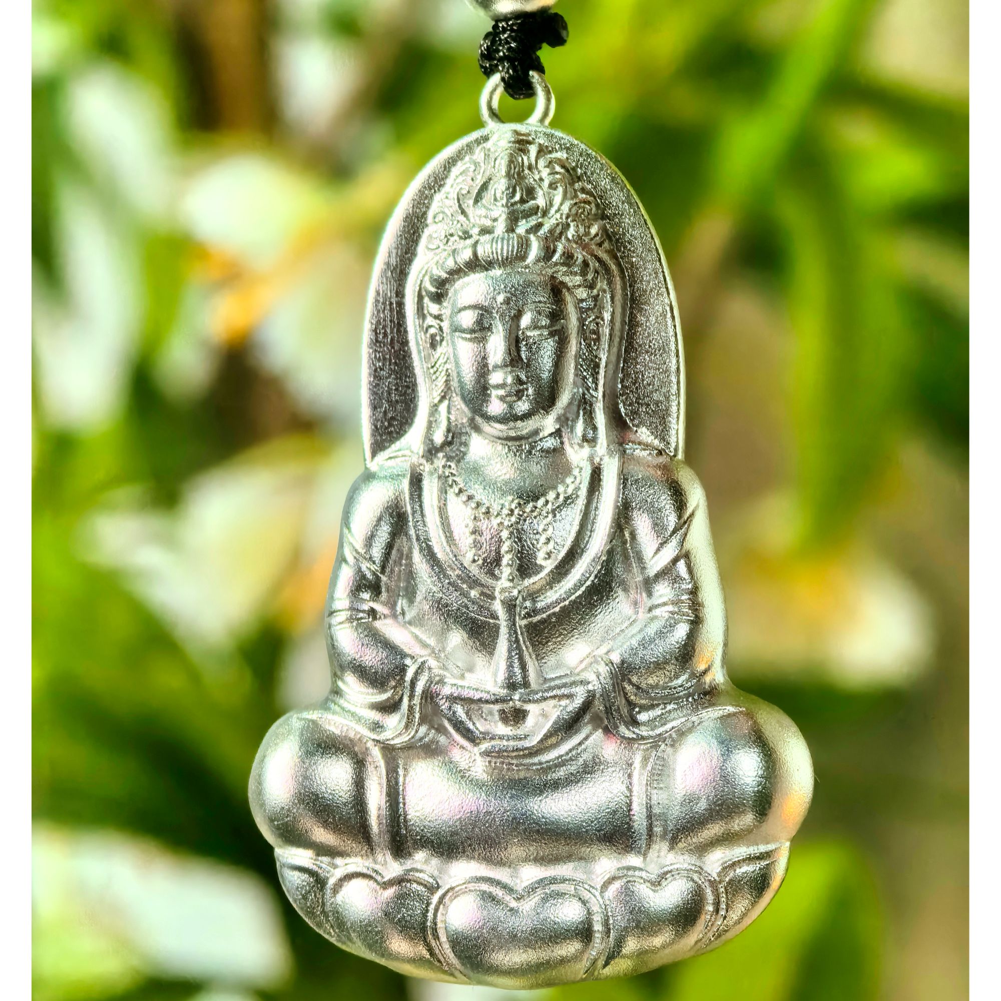 吊坠足银 足银吊坠观音坐莲福字吊坠