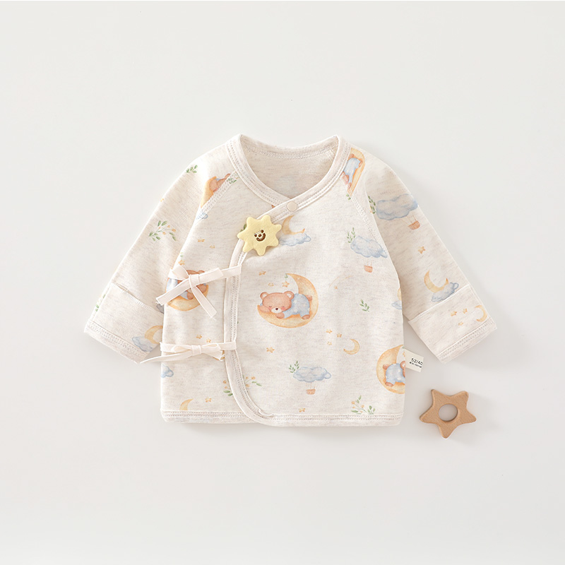 新生儿春秋纯棉衣服初生婴儿半背上衣男女宝宝可爱偏襟A类和尚服