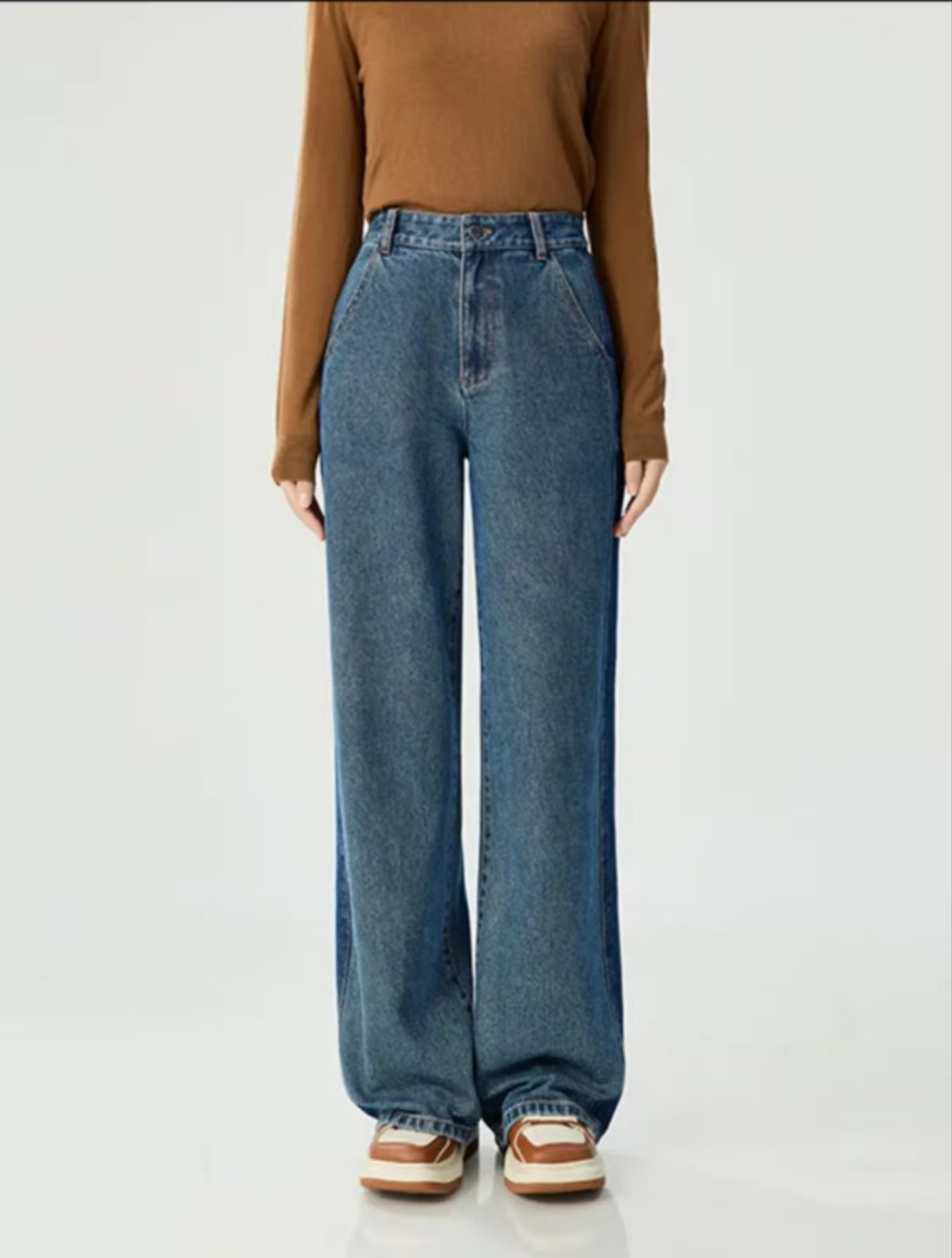 商场同款[专柜]2025秋款高腰显瘦阔腿裤窄版直筒裤牛仔裤1100496