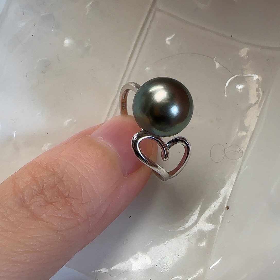 海水珍珠戒圈银S925镶嵌J***。