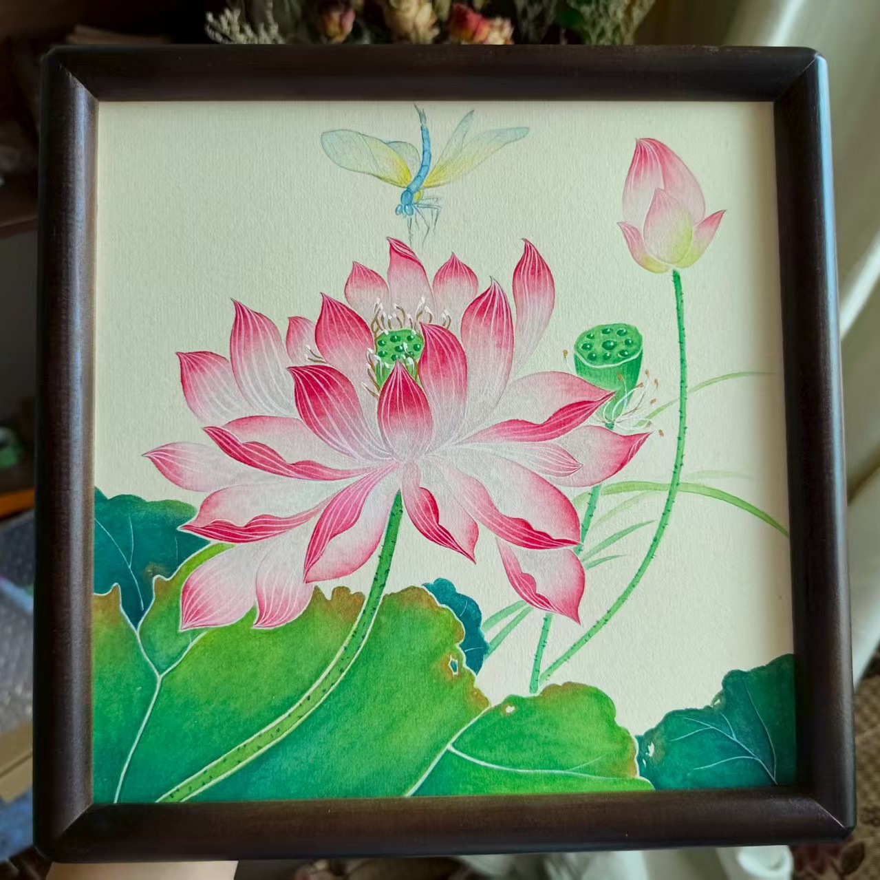 工笔画实木摆台，画画类十寸，可定制