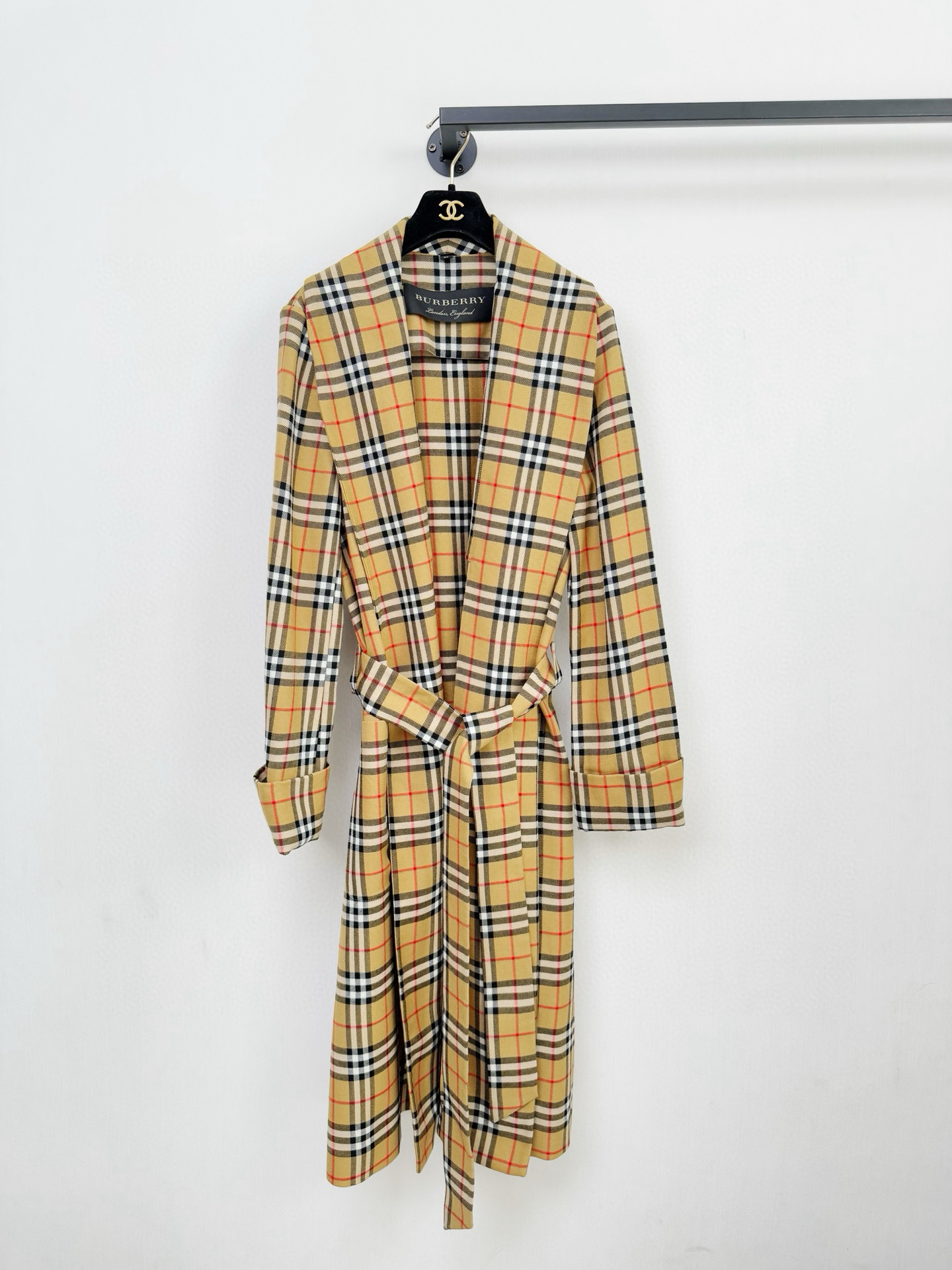 99新 BURBERRY/博柏利 Burberry全新格子羊毛风衣外套/Xs码