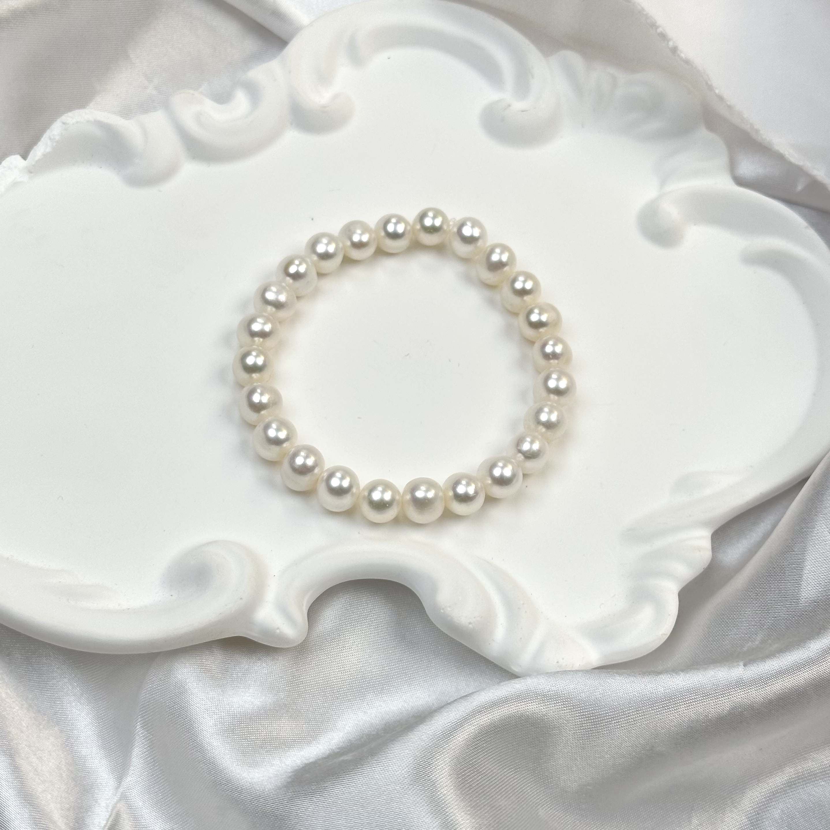 【星辰】天然淡水珍珠8mm近圆微瑕简约百搭白色单圈