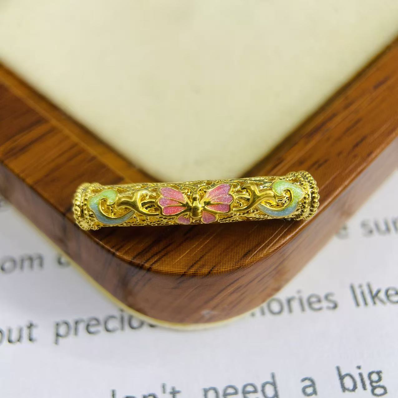 足金999黄金首饰配件花丝彩蝶弯管DP2982-0530