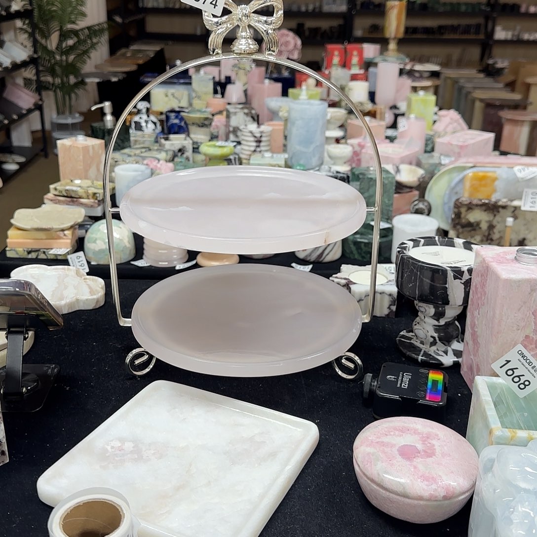 家*1674粉玉双层甜品架