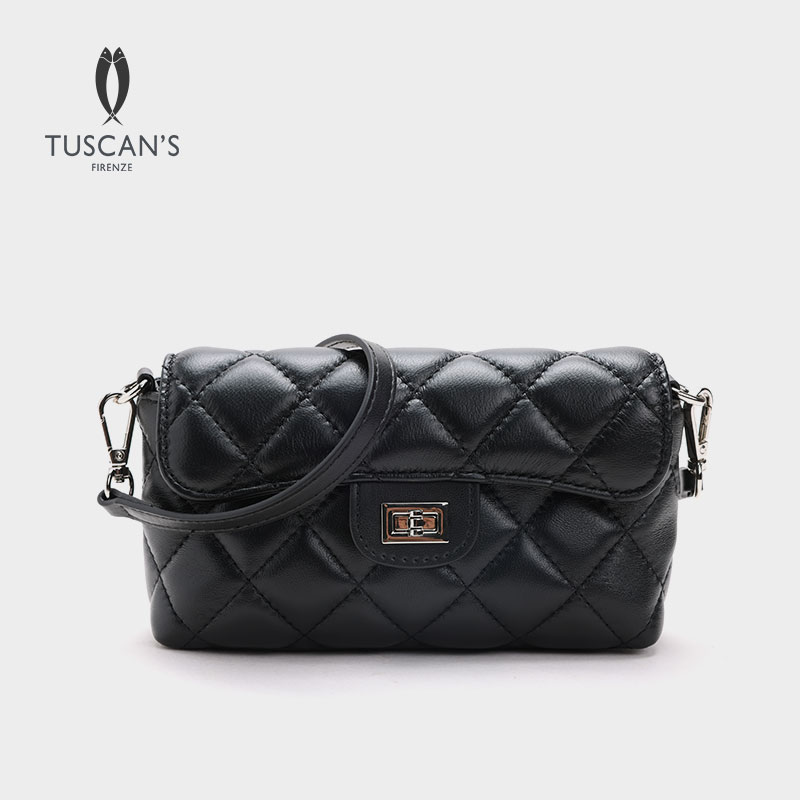 TUSCAN'S经典菱格软面羊皮时尚单肩斜挎包轻便小方包时代双鱼