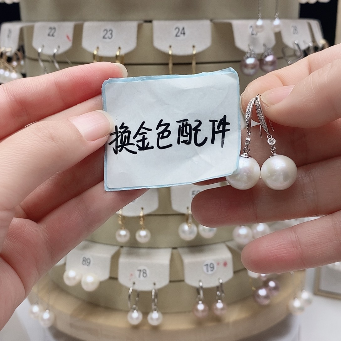 淡水珍珠耳饰银S925镶嵌