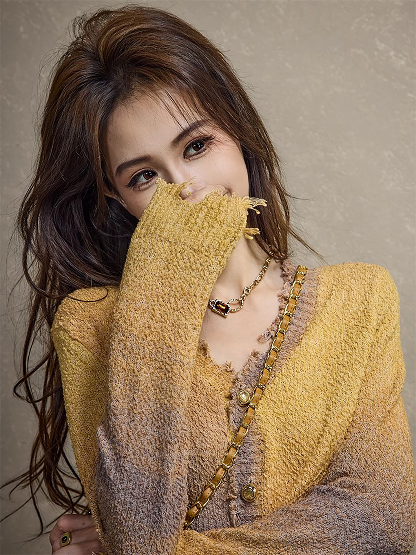 吞吞现货秋冬【篝火会】秋日多巴胺 层层叠染渐变毛衣开衫