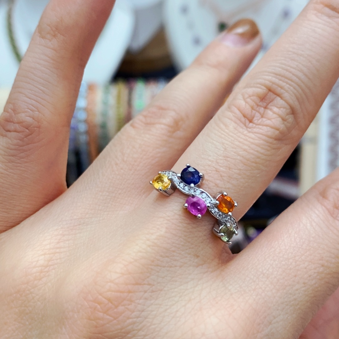 蓝宝石戒指银S925镶嵌