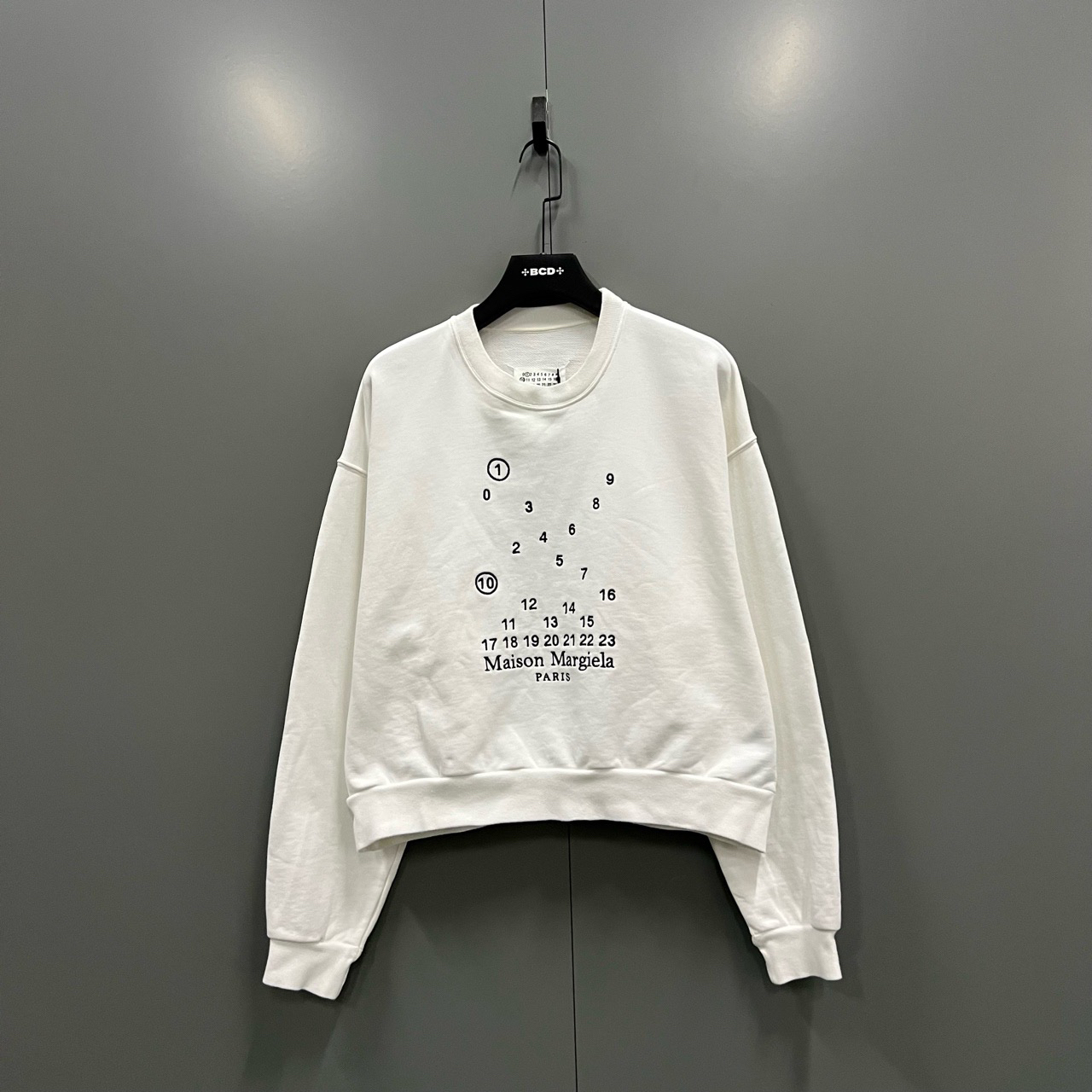 95新 Maison Margiela/梅森马吉拉 （bb）白色数字印花卫衣M码/污