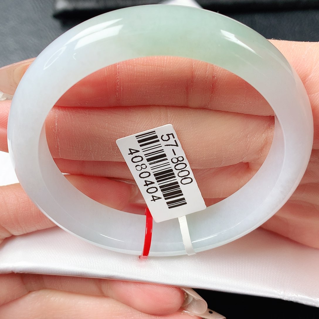 翡翠手镯未镶嵌冰胶半山水正圈57圈口 48号