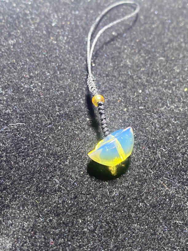 天然缅甸琥珀～蓝珀元宝手机挂