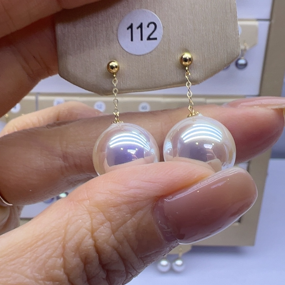 淡水珍珠耳饰18K金镶嵌