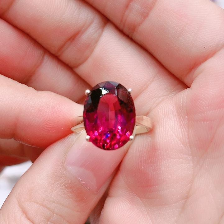石榴石戒指18K金镶嵌10.5✖️14