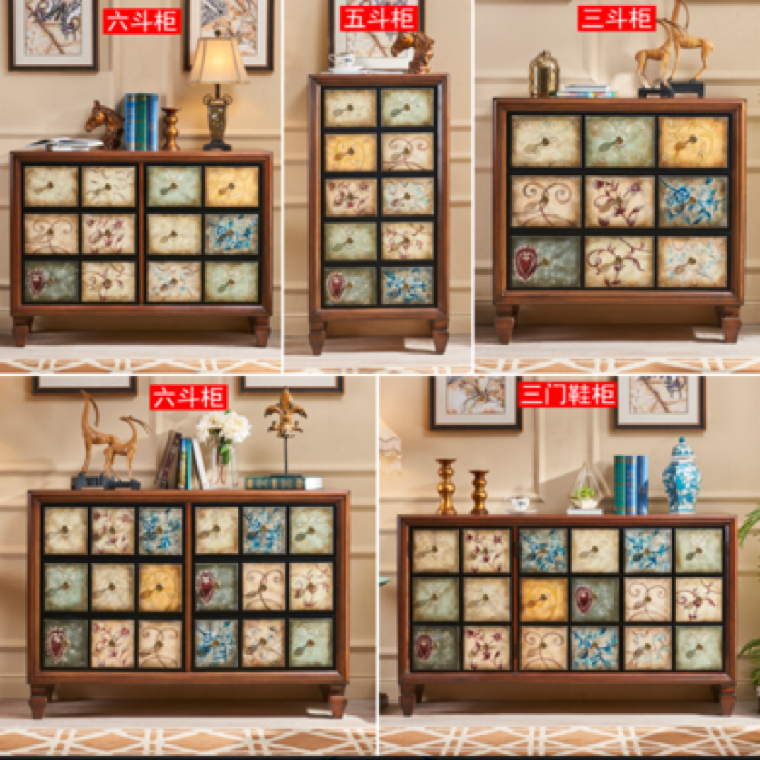 美式大容量实木五斗柜便宜卧室柜子收纳柜斗柜储物储物柜rs118