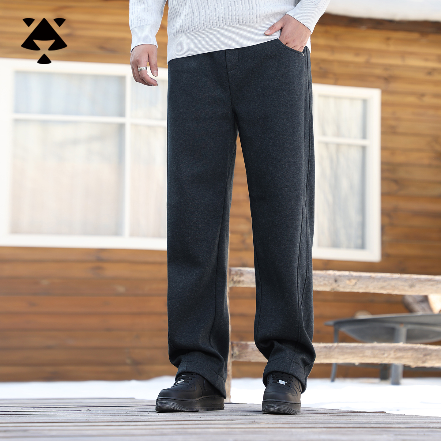 【撞色腰果花】森老板大码男装2025冬季新款休闲卫裤