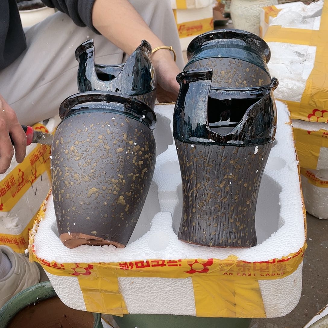 无铅玻璃宜兴紫砂花盆