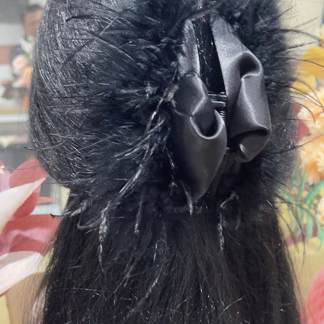 皮质铁合金蝴蝶结发夹