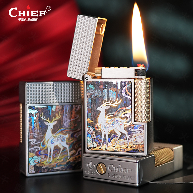 328九色鹿真武大帝巴黎钉煤油打火机侧滑轮简约时尚创意高颜值