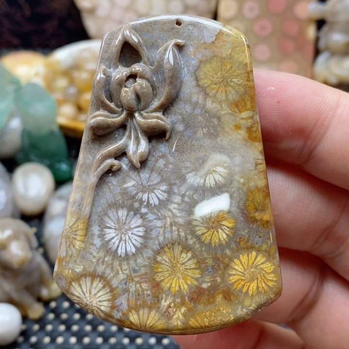 硅化珊瑚（珊瑚玉）颈饰未镶嵌