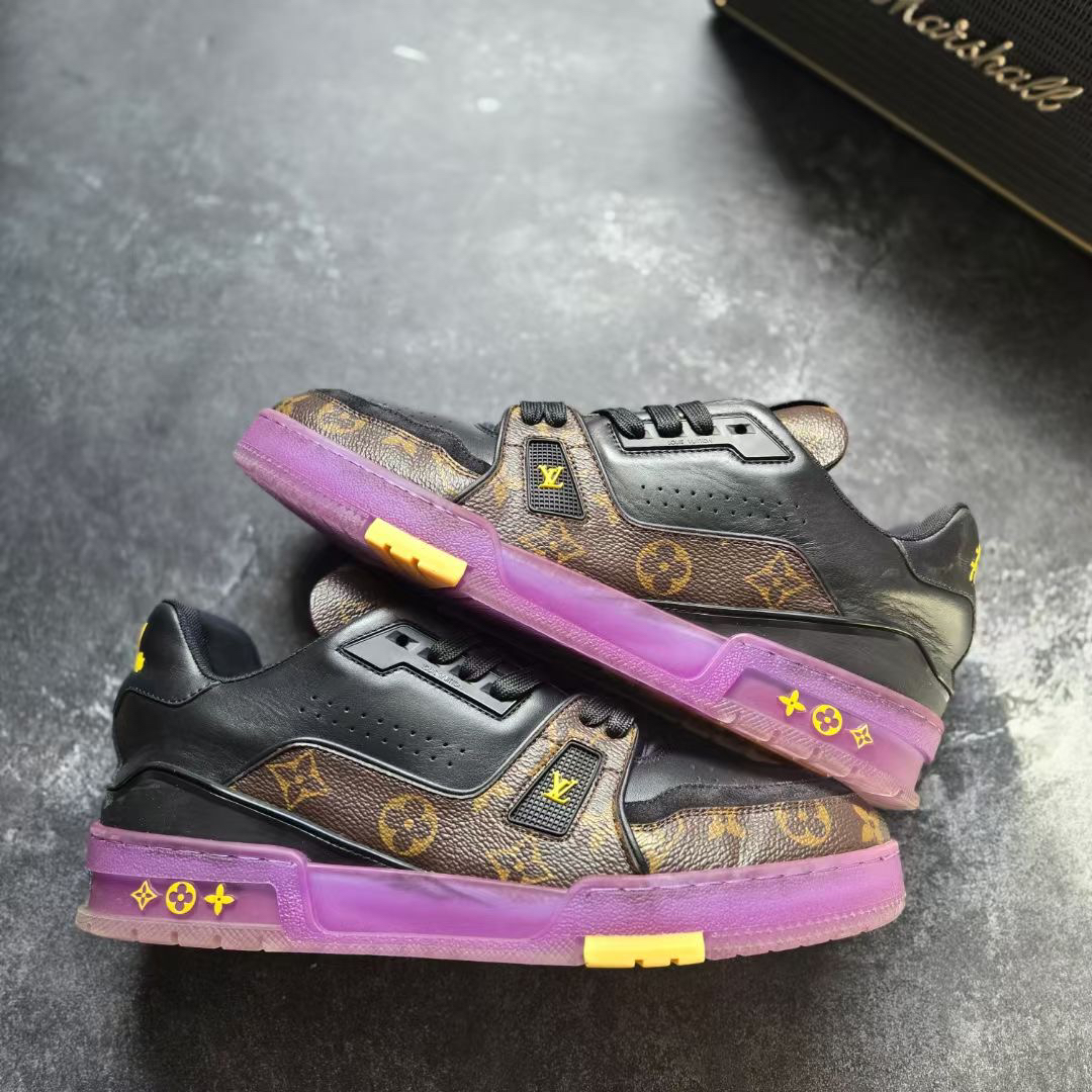 99新 LouisVuitton/路易威登 7码 TRAINER 紫金湖人 鞋