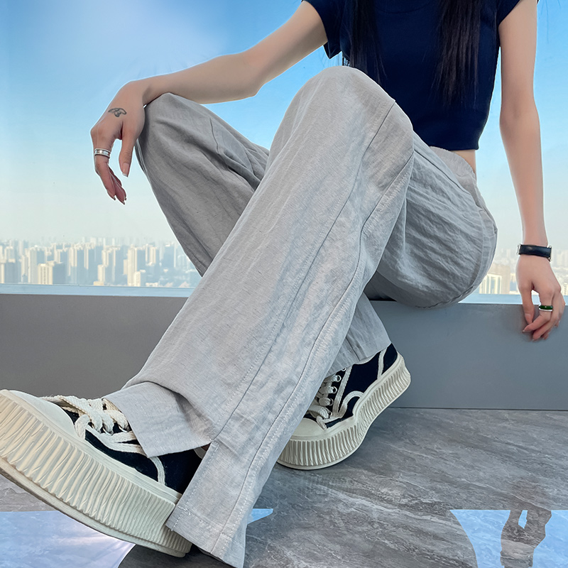 高腰速干薄款阔腿裤夏季休闲裤女抗静电收腹山本裤山本风耐磨长裤