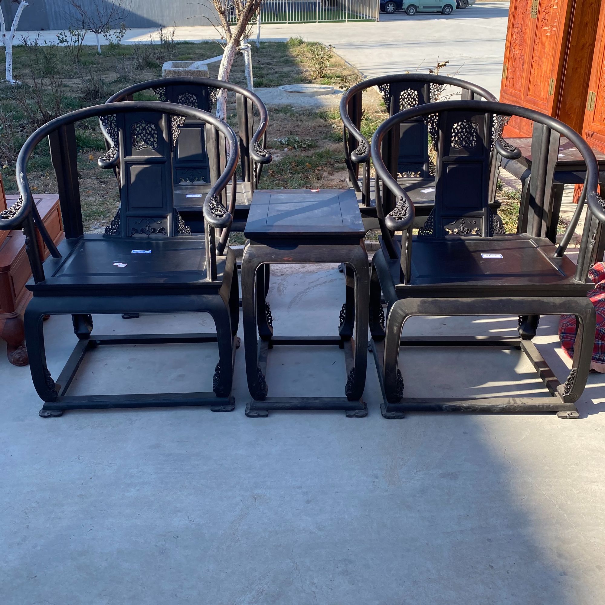 红木家具东非黑黄檀紫光檀皇宫圈椅三件套