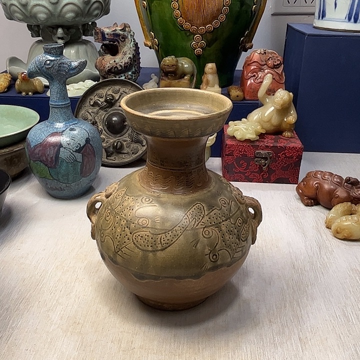 摆件酥*越窑双系罐瓷器摆件1