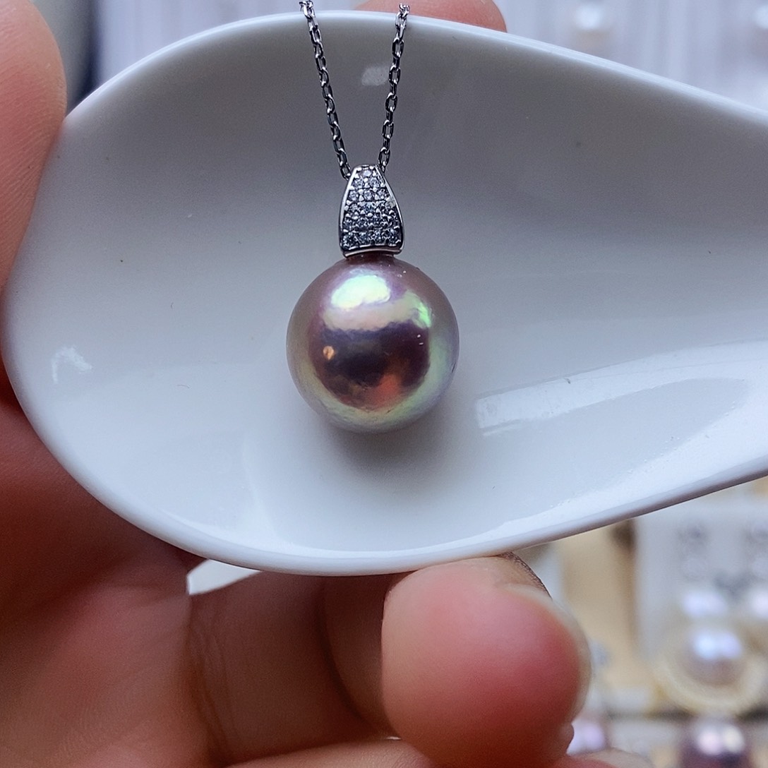 淡水珍珠银S925镶嵌吊坠(赠链)