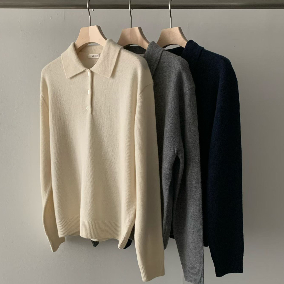 【婷婷家】不退换-东大门mo自留款翻领毛衣休闲百搭