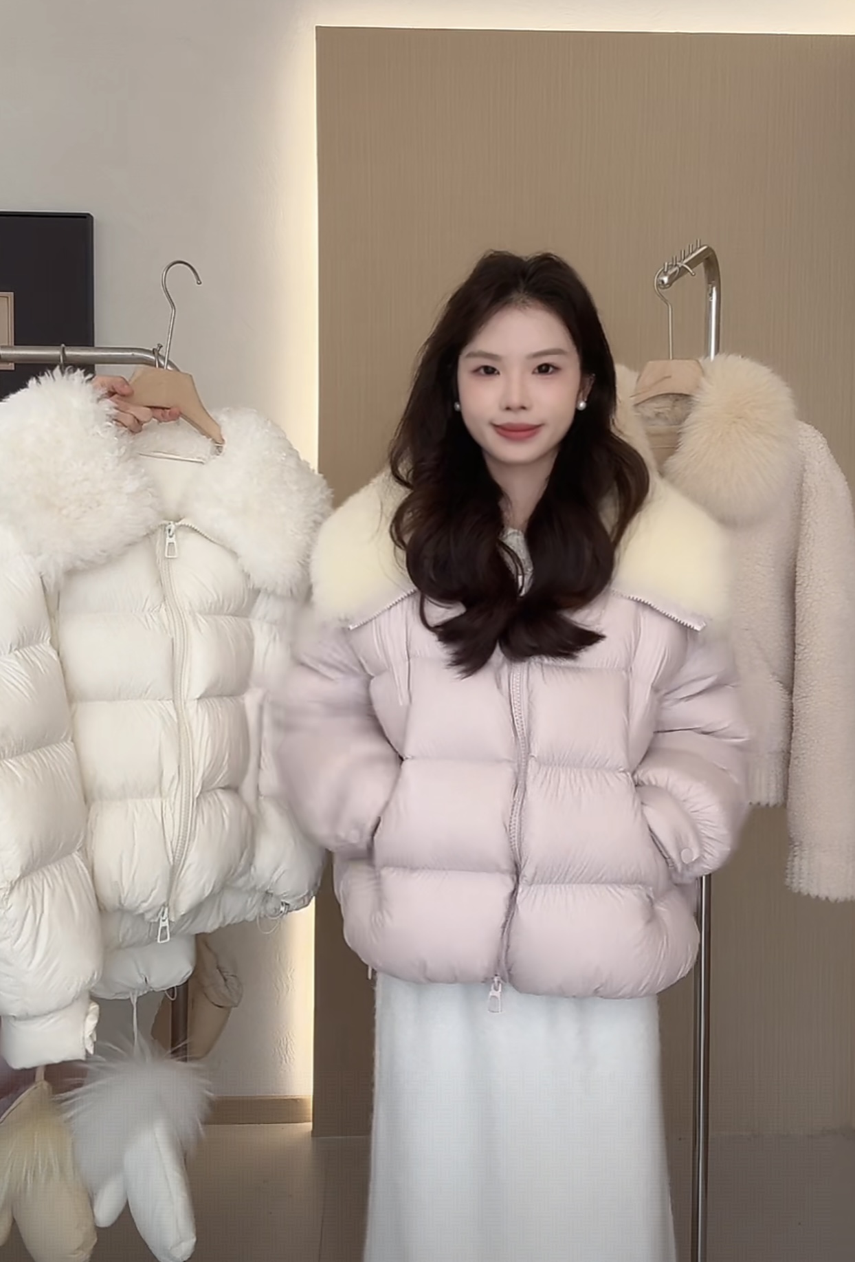 乐乐【糯糯】冬日新款氛围感保暖白鹅绒羽绒服
