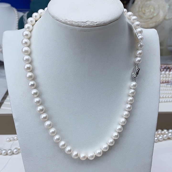 淡水珍珠颈饰银S925镶嵌卡8➕高品极光冷白皮白雪公主